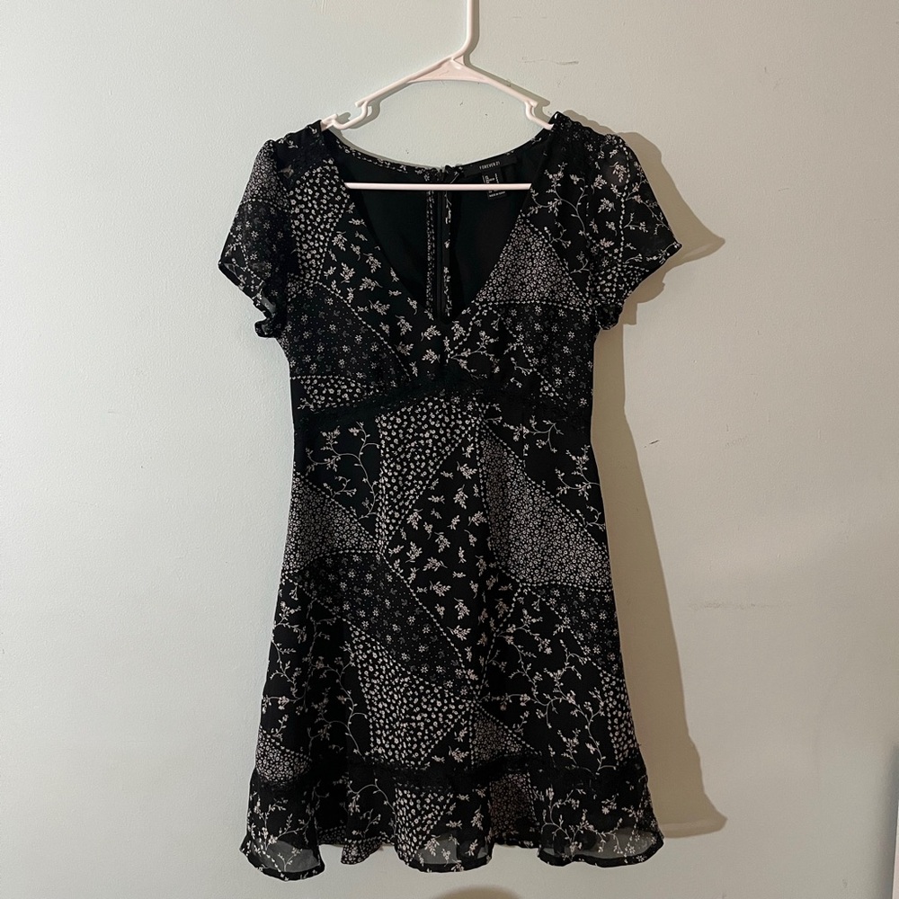 Black and White Patchwork Pattern Dress